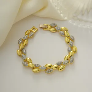 18K Yellow Gold Coated Sennit Design Bracelet adorned with 3 Links