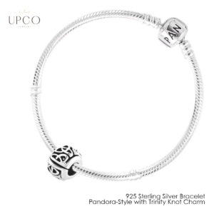 925 Sterling Silver Bracelet Pandora-Style with Trinity Knot Charm