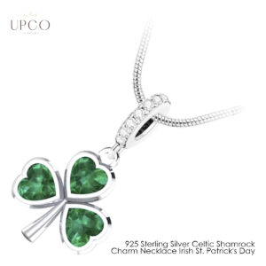 925 Sterling Silver Celtic Shamrock Charm Necklace Irish St. Patrick's Day