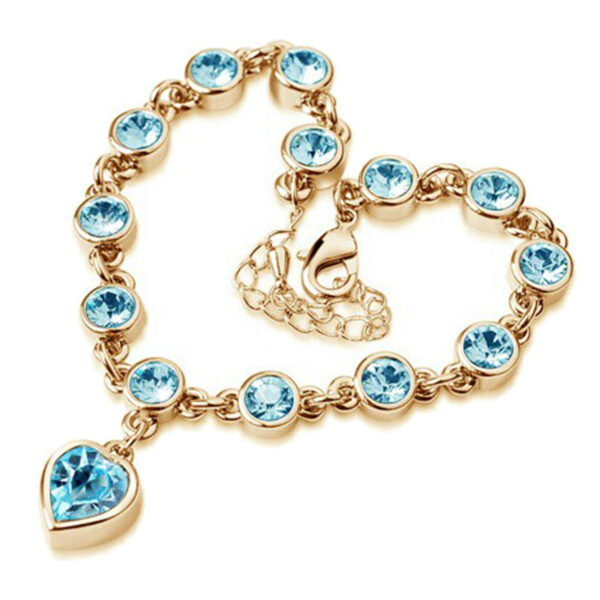 Heart Locket Charm Bracelet 18K Yellow Gold Coated with Crystal Chains