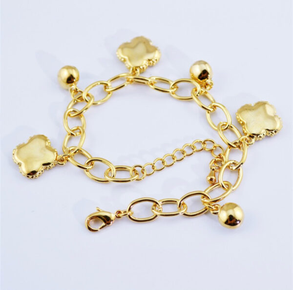 Black Pendant and White Crystal Chain Bracelet 18K Yellow Gold Coated