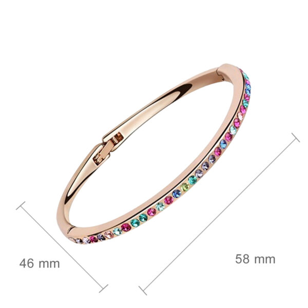 Round Crystals Cuff Bracelet 18K Rose Gold Coated - Multi Coloured