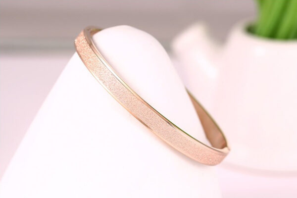 Wide Band Bracelet 18K Rose Gold Coated Glittering with Sparks