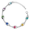 Ring Chain Charm Bracelet 925 Sterling Silver Coated with 7 AAA Crystals