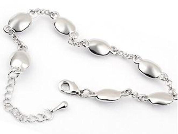 Ring Chain Charm Bracelet 925 Sterling Silver Coated with 7 AAA Crystals - Multi Coloured