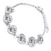 Heart-Framed Chain Bracelet 925 Sterling Silver Coated with 6 Round Cut Crystals - Diamond Clear