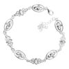 Irish Claddagh and Celtic Trinity Knot Bracelet 925 Sterling Silver with Marquise Crystal Links - Diamond Clear