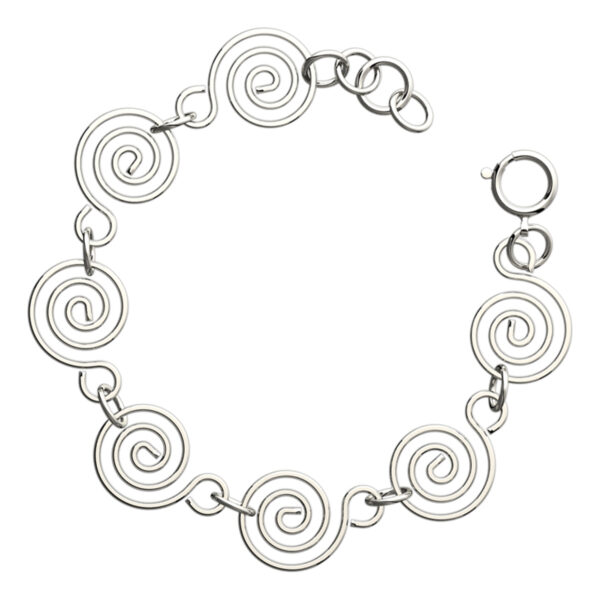 Spiral Chain Bracelet Linked Together in a Chain of 7 Spirals in Silver or 18K Rose Gold Coated - Sterling Silver