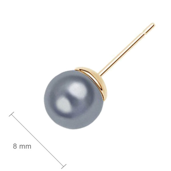 Round Pearl Stud Earrings 18K Yellow Gold Coated - Black