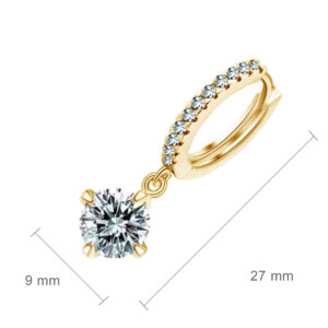 Circle Hoop Earrings 18K Yellow Gold Coated with Round Sparkling Diamond Clear Crystal Pendant and Stone-Embellished Circle - Diamond Clear