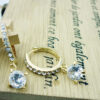 Circle Hoop Earrings 18K Yellow Gold Coated with Round Sparkling Diamond Clear Crystal Pendant and Stone-Embellished Circle - Diamond Clear