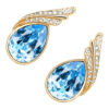 Sparkling Water Drop Earrings 18K Yellow Gold Coated with Crystal and Diamond Clear Stone-Embellished Bands