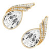 Sparkling Water Drop Earrings 18K Yellow Gold Coated with Crystal and Diamond Clear Stone-Embellished Bands - Diamond Clear