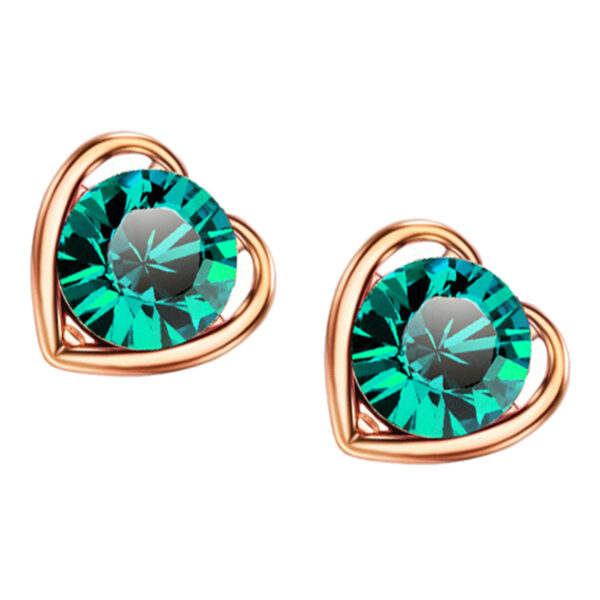 Heart-Framed Round Cut Crystal Earrings 18K Yellow Gold Coated