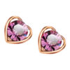 Heart-Framed Round Cut Crystal Earrings 18K Yellow Gold Coated - Sapphire Rose