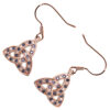 18K Rose Gold Coated Celtic Trinity Knot Earrings with Cubic Zirconia - Sapphire Blue
