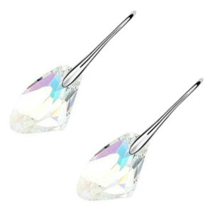 Sparkling Crystal Dangle Earrings 18K White Gold Coated Natural Shape - Diamond Clear