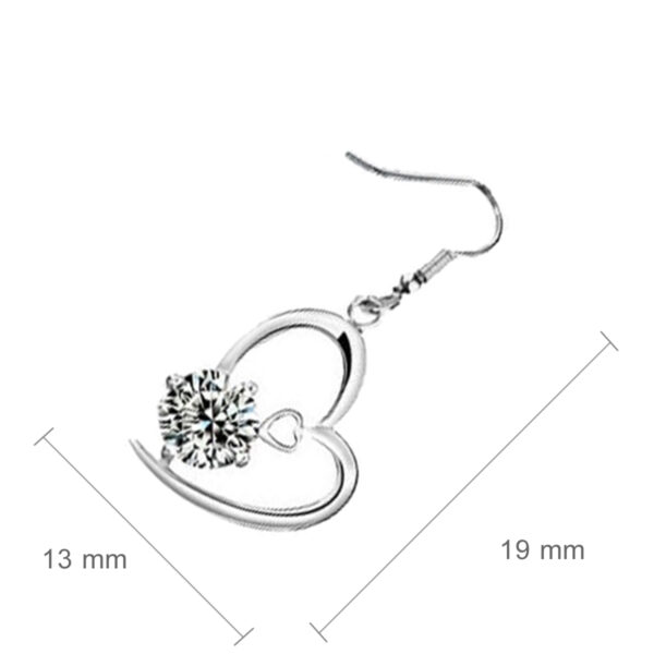 18K White Gold Coated Heart Drop Earrings with AAA Zircon Crystals Inside - Diamond Clear