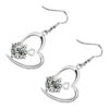 18K White Gold Coated Heart Drop Earrings with AAA Zircon Crystals Inside