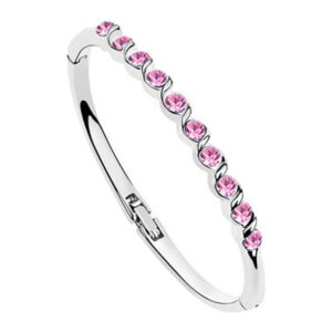Sterling Silver Coated Bracelet boasting 10 Round Stones - Rose
