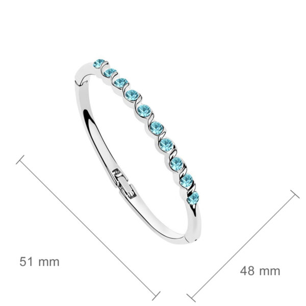 Sterling Silver Coated Bracelet boasting 10 Round Stones - Aquamarine Blue