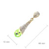 18K Yellow Gold Coated Long Drop Earrings Main Stone with Crystal Top - Green