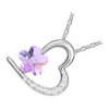 18K White Gold Coated Star Love Heart Necklace with Crystal Studs