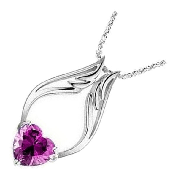 18K White Gold Coated Angel Wings Necklace Love Heart Crystal