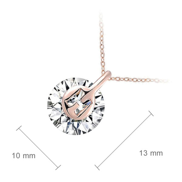 18K Rose Gold Coated Pendant Necklace with White Round Zircon Stone