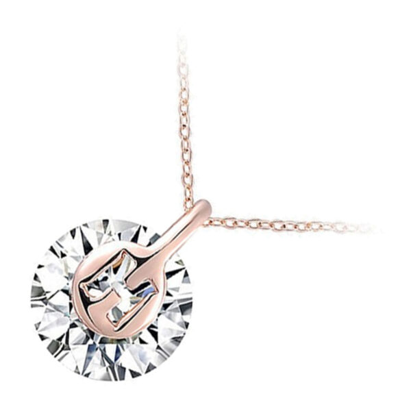 18K Rose Gold Coated Pendant Necklace with White Round Zircon Stone