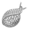 Teardrop Leaf Necklace with Love Hearts and Crystal Accents - Sterling Silver