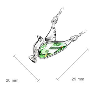 18K White Gold Coated Peace Dove Necklace Teardrop Crystal - Green
