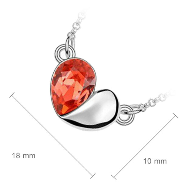 Sterling Silver Coated Heart Shaped Pendant Necklace with Drop Stone