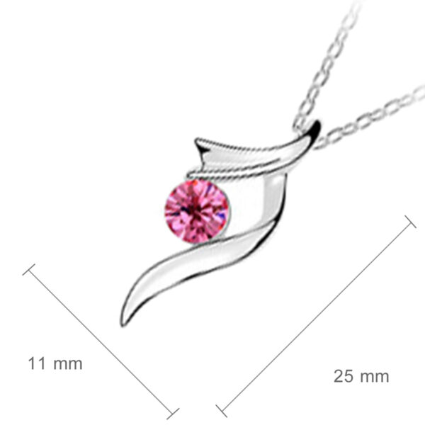 Sterling Silver Coated Round Stone Necklace Inline - Rose