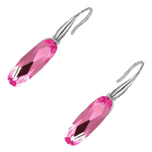 Earrings 925 Sterling Silver Coated Oval Crystal Drop Earrings