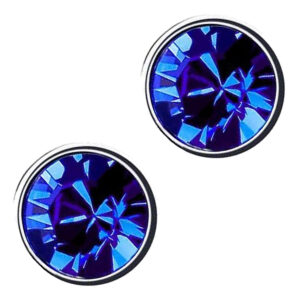 Earrings 925 Sterling Silver Coated with Round Crystal