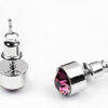Earrings 925 Sterling Silver Coated with Round Crystal - Amethyst Purple