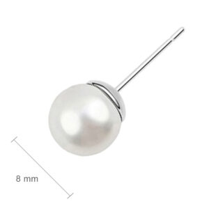 Earrings 925 Sterling Silver Coated Round Pearl - White