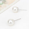 Earrings 925 Sterling Silver Coated Round Pearl - White