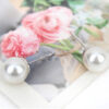 Earrings 925 Sterling Silver Coated Round Pearl - White