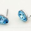 925 Sterling Silver Coated Water Drop Shaped Crystal Earrings - Aquamarine Sea Blue