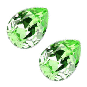 925 Sterling Silver Coated Water Drop Shaped Crystal Earrings - Peridot Green
