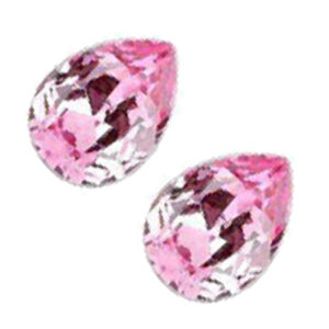 925 Sterling Silver Coated Water Drop Shaped Crystal Earrings - Sapphire Pink