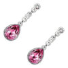 Sparkling Teardrop Drop Earrings 925 Sterling Silver Coated with Crystal on Chain Graced with White Stones
