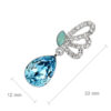 Dangle Earrings 925 Sterling Silver Coated Teardrop with Sparkling Crystal and Butterfly Adorned with White Stones - Aquamarine Sea Blue
