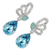 Dangle Earrings 925 Sterling Silver Coated Teardrop with Sparkling Crystal and Butterfly Adorned with White Stones