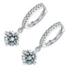 Classic Ladies Hoop Earrings 925 Sterling Silver Coated Round Sparkling Crystal Pendant on Circle with White Stones