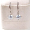 Classic Ladies Hoop Earrings 925 Sterling Silver Coated Round Sparkling Crystal Pendant on Circle with White Stones - Diamond Clear