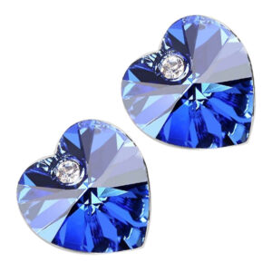 Love Classic Small Stud Earrings 925 Sterling Silver Coated Sparkling Heart Crystal