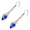 Drop Earrings 925 Sterling Silver Coated Flower Design Paved with Brilliant White Stones and Oval Berry Crystal